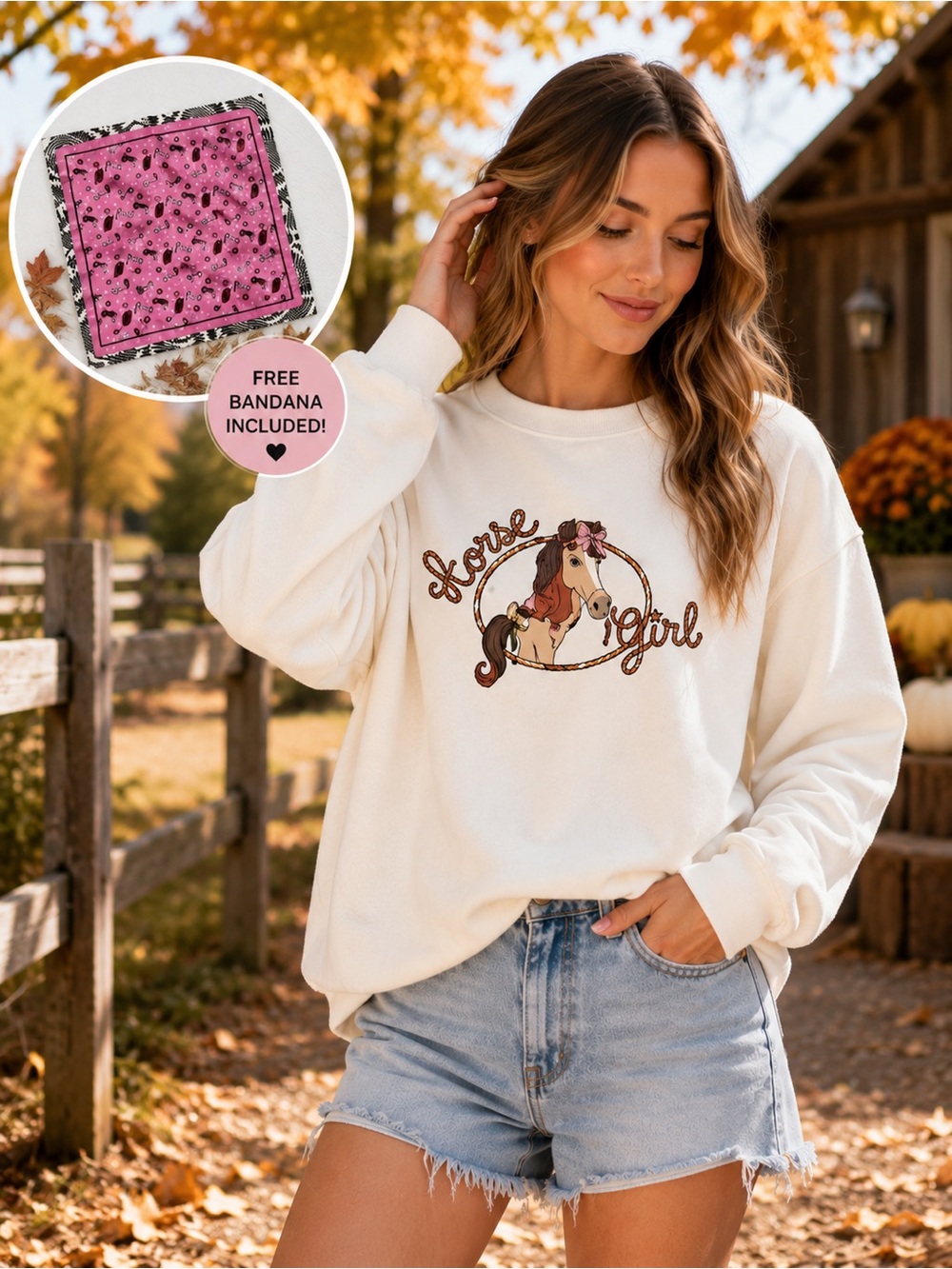 Trixie Cosmetics Horse Girl Graphic Sweatshirt Medium Western Kitsch